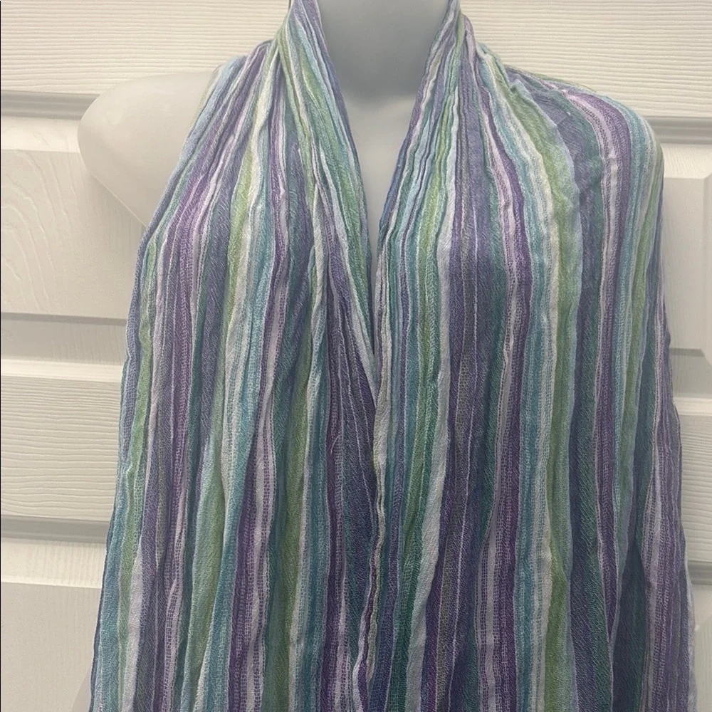 ❤️3 for $15!❤️ Purple and Green Striped Scarf with Fluid Design